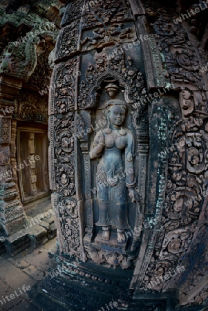 The Tempel Ruin of  Banteay Srei about 32 Km north of the Temple City of Angkor near the City of Siem Riep in the west of Cambodia.