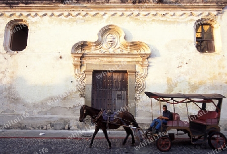 transport in the old town in the city of Antigua in Guatemala in central America.   