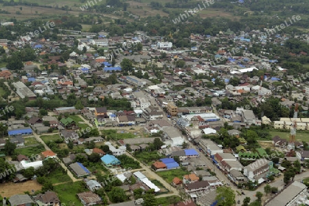 Die Landschaft in der Bergregion von Pai im norden von Thailand in Suedostasien.