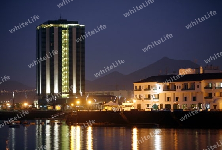 The City of Arrecife on the Island of Lanzarote on the Canary Islands of Spain in the Atlantic Ocean. on the Island of Lanzarote on the Canary Islands of Spain in the Atlantic Ocean.
