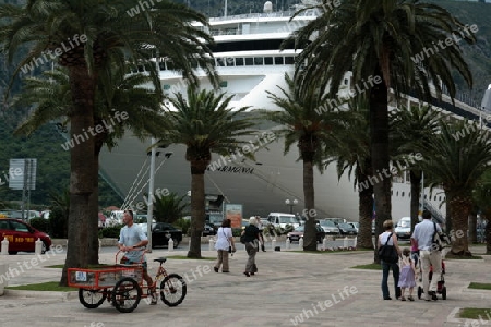 Europa, Osteuropa, Balkan. Montenegro, Mittelmeer, Adria, Kotor, Bucht von Kotor, Bucht, Altstadt, Kreuzfahrt, Schiff,    