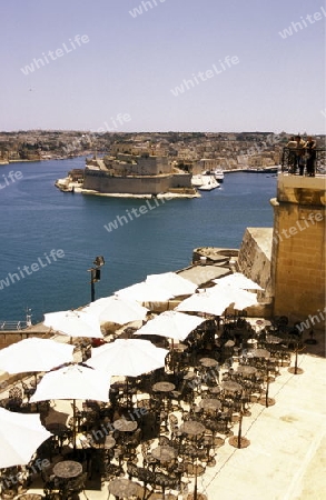 The centre of the Old Town of the city of Valletta on the Island of Malta in the Mediterranean Sea in Europe.
