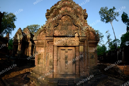 The Tempel Ruin of  Banteay Srei about 32 Km north of the Temple City of Angkor near the City of Siem Riep in the west of Cambodia.