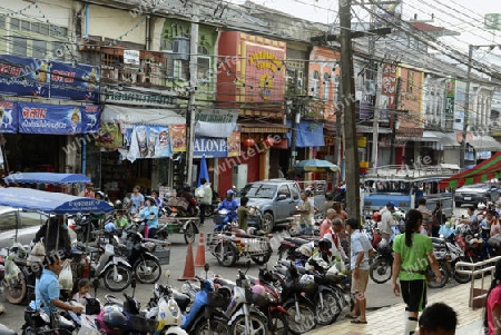 Das Stadtzentrum von Phuket Town beim Day Markt auf der Insel Phuket im sueden von Thailand in Suedostasien.