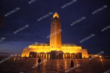 The Hassan 2 Mosque in the City of Casablanca in Morocco , North Africa.