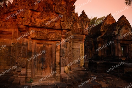 The Tempel Ruin of  Banteay Srei about 32 Km north of the Temple City of Angkor near the City of Siem Riep in the west of Cambodia.