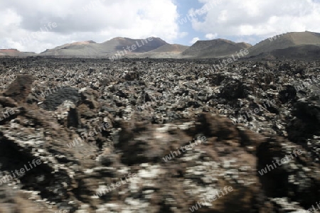 The  Vulkan National Park Timanfaya on the Island of Lanzarote on the Canary Islands of Spain in the Atlantic Ocean. on the Island of Lanzarote on the Canary Islands of Spain in the Atlantic Ocean.
