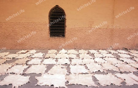 The Souq or Bazzar or Market in the old town of Marrakesh in Morocco in North Africa.
