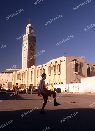 The Hassan 2 Mosque in the City of Casablanca in Morocco , North Africa.