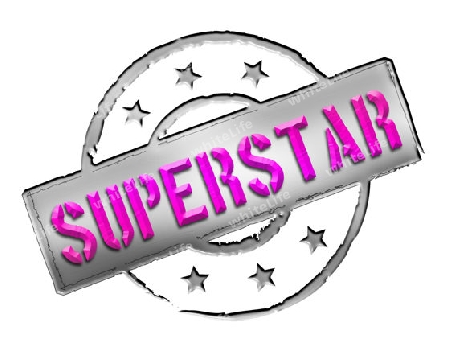 Sign, symbol, stamp or icon for your presentation, for websites and many more named SUPERSTAR