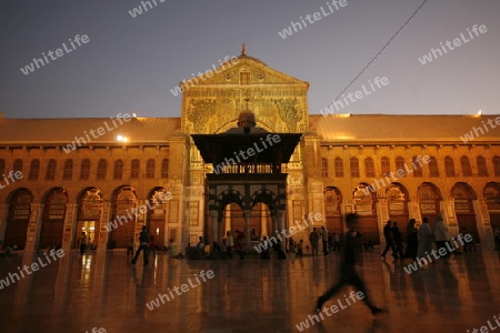 Asien, Naher Osten, Syrien, Damaskus,   Der Innenhof der  Omaijad Moschee im Souq und Altstadt von Damaskus in der Hauptstadt von Syrien. 