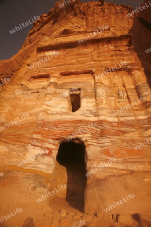 the Royal Tombs in the Temple city of Petra in Jordan in the middle east.