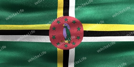 Dominica flag - realistic waving fabric flag