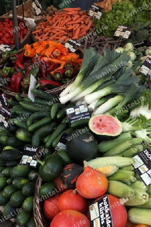 the market in the old town of Freiburg im Breisgau in the Blackforest in the south of Germany in Europe.