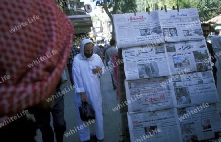 Auf dem Souq oder Markt in der Altstadt von Damaskus in der Hauptstadt von Syrien.