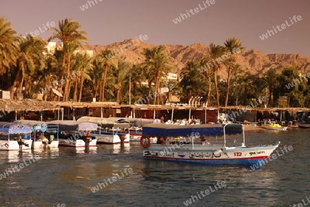 the Landscape allround the city of Aqaba on the red sea in Jordan in the middle east.