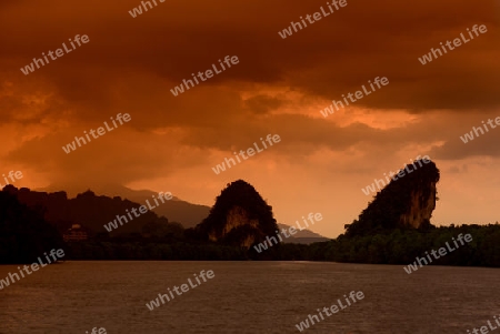 The mangroves at a lagoon near the City of Krabi on the Andaman Sea in the south of Thailand. 