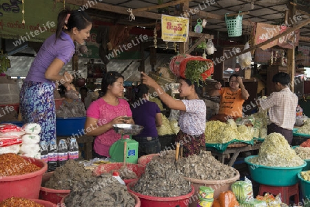 a shop at a marketstreet in the City of Mandalay in Myanmar in Southeastasia.