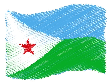 Sketch - Djibouti - The beloved country as a symbolic representation as heart - Das geliebte Land als symbolische Darstellung als Herz