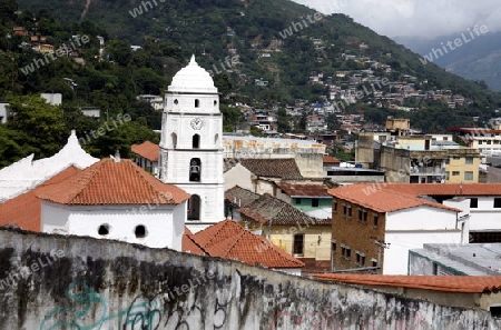 Suedamerika, Karibik, Venezuela, Anden, Trujillo, Straase, Kolonial, Altstadt, Architektur, Kirche, Plaza Bolivar, Landschaft, Bergdorf, Dorf, Kirchturm