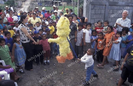 a christmas party in the old town of the city Copan in Honduras in Central America,