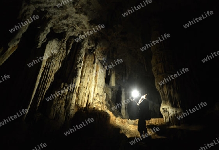 Die Hoehle Cave Pangmapha in der Bergregion von Soppong im norden von Thailand in Suedostasien.