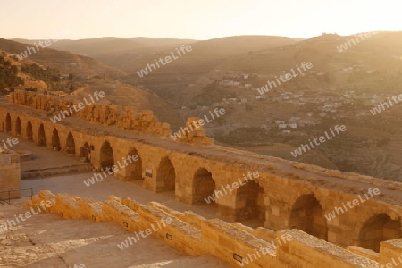 The Karak Castle in the Village of Karak in Jordan in the middle east.