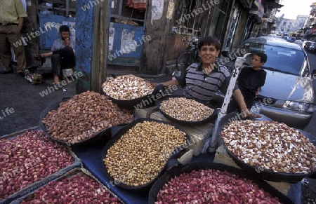 Auf dem Souq oder Markt in der Altstadt von Damaskus in der Hauptstadt von Syrien.