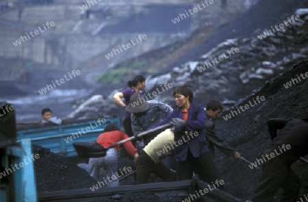 the coal workers in the village of fengjie in the three gorges valley up of the three gorges dam project in the province of hubei in china.