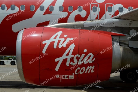 A Air Asia Airplane at the Airport of the City of Siem Riep in the west of Cambodia.