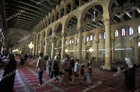 Die Umayyad Moschee in der Hauptstadt Damaskus in Syrien im Nahen Osten.