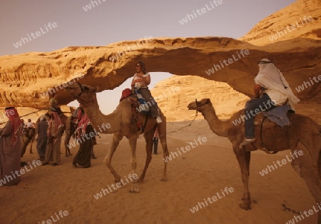 The Landscape of the Wadi Rum Desert in Jordan in the middle east.