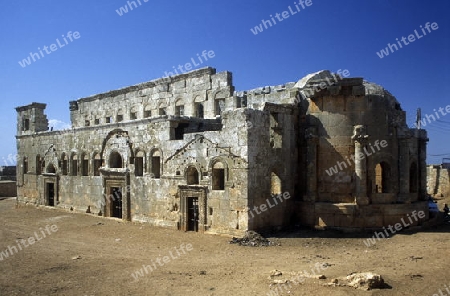 Die Ruine der Basilika von Qalb Lozeh bei Aleppo im Norden von Syrien im Nahen Osten.