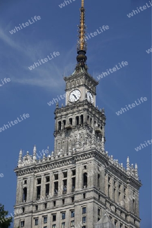 The Culture Palace in the City of Warsaw in Poland, East Europe.