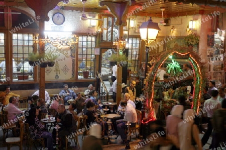  Ein traditionelles Cafe im Souq und Altstadt von Damaskus in der Hauptstadt von Syrien. 