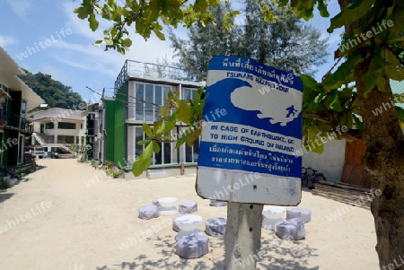 the way to the hazard zone in the Town of Ko PhiPhi on Ko Phi Phi Island outside of  the City of Krabi on the Andaman Sea in the south of Thailand. 