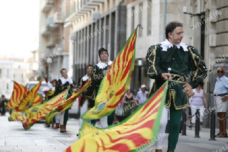 a history ceremony in the old Town of Siracusa in Sicily in south Italy in Europe.