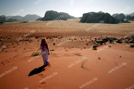 The Landscape of the Wadi Rum Desert in Jordan in the middle east.