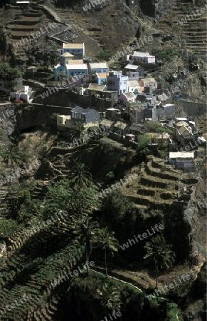 the  Village of Fontainas near  Ribeira Grande on the Island of Santo Antao in Cape Berde in the Atlantic Ocean in Africa.