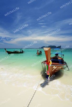 A Beach on the Island of Ko PhiPhi on Ko Phi Phi Island outside of the City of Krabi on the Andaman Sea in the south of Thailand. 