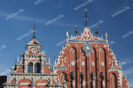 Das Schwarzhaeupterhaus am Rathausplatz in der Altstadt in Riga, Lettland  