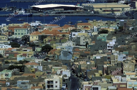 the city of  Mindelo on the Island of Sao Vicente on Cape Verde in the Atlantic Ocean in Africa.