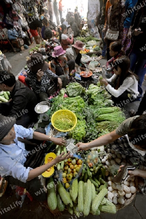 The Market in the old City of Siem Riep neat the Ankro Wat Temples in the west of Cambodia.