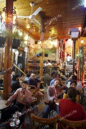  Ein traditionelles Cafe im Souq und Altstadt von Damaskus in der Hauptstadt von Syrien. 