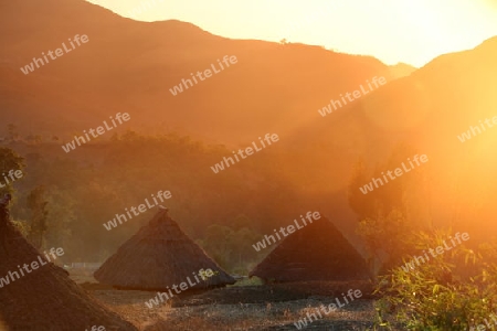 Die Berglandschaft beim Bergdorf Maubisse suedlich von Dili in Ost Timor auf der in zwei getrennten Insel Timor in Asien.  