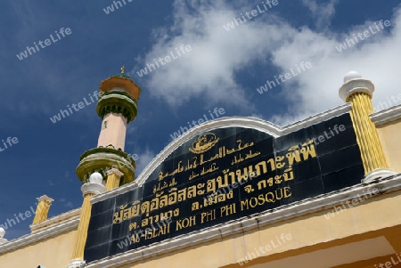 The Mosque in the Town of Ko PhiPhi on Ko Phi Phi Island outside of  the City of Krabi on the Andaman Sea in the south of Thailand. 