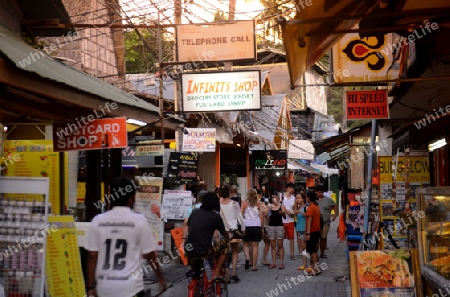 a smal road in the Town of Ko PhiPhi on Ko Phi Phi Island outside of  the City of Krabi on the Andaman Sea in the south of Thailand. 