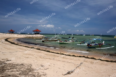 Asien, Suedost, Indonesien, Bali, Insel, Sanur, Strand, Beach, Fischerboot, Meer,    (Urs Flueeler) 