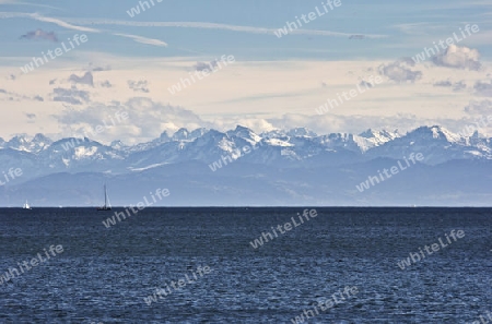 Bodensee Blick auf Alpen