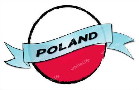 Circle Land Poland - your country shown as illustrated banner for your presentation or as button...